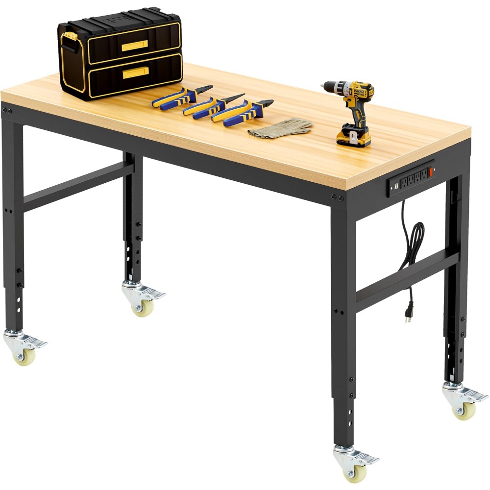 調整可能な作業台、頑丈な木製作業台、耐荷重2000ポンド、電 - Woodworking Work Table のレビューと価格
