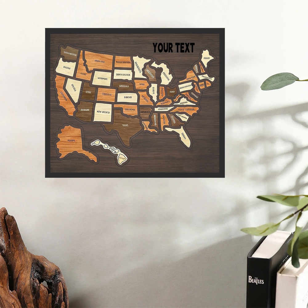 カスタマイズ可能な木製アメリカ旅行マップパズル壁飾り、パーソ - Woodworking Usa のレビューと価格