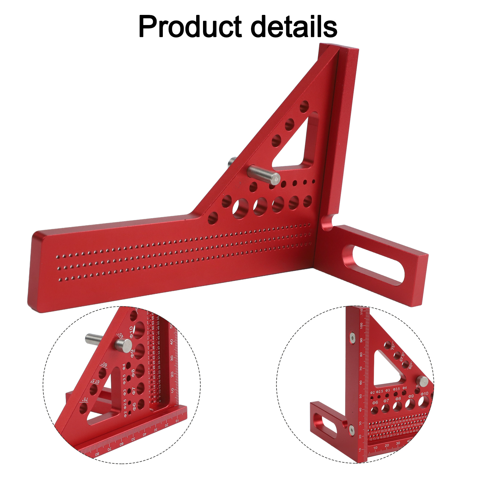 赤色の3Dカーペンタースクエア定規、度付きスクライバー、6穴 - Woodworking For Engineers のレビューと価格